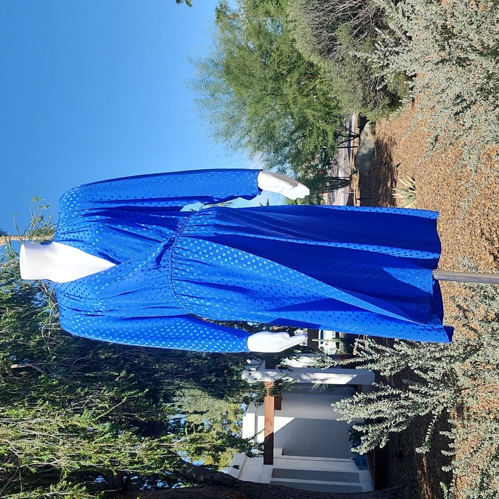 VINTAGE 1980s KOREA SAINT ROMEI Royal Blue Silk Dress 6 M Korean Fashion Wrap - Picture 4 of 16